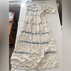 Chelsea and Violet blue and white tie dye dress with slit